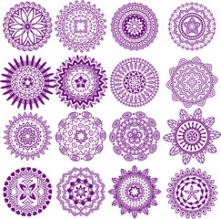 Purple Mandala Decorative Pattern Collection Vector Design