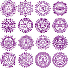 Violet Decorative Mandala Collection Vector Illustration