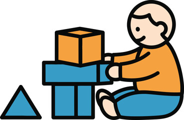 A focused child is engrossed in building with blocks, carefully stacking each piece to create a tower of imagination and learning through handson exploration