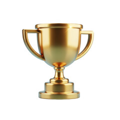Fototapeta premium Gleaming Golden Trophy Cup with Handles on a Black Background award
