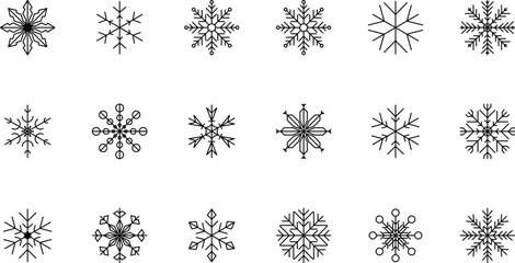 Snowflake snow freeze winter thin line outline icon. Snowflake icon. Keep frozen. Snowflake marking. Keep below zero. Air conditioner. Snowflakes thin line icon set. Vector PNG or Jpeg
