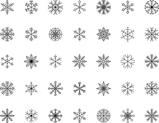 Snowflake snow freeze winter thin line outline icon. Snowflake icon. Keep frozen. Snowflake marking. Keep below zero. Air conditioner. Snowflakes thin line icon set. Vector PNG or Jpeg
