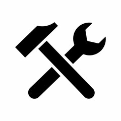 Black hammer and wrench icon vector illustration. icon vector.