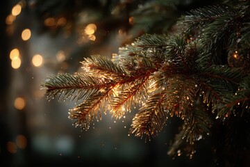 Christmas Tree Ornament Glows Brightly on a Festive City Street During the Holiday Season