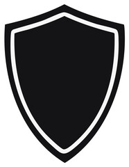 Isolated Black and White Graphic Shield Shape Security Defense Protection Symbol Minimalist Design