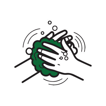 hands washing with green soap clip art preview