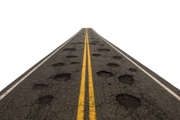 Asphalt road with yellow marking. Travel, journey or logistics theme.