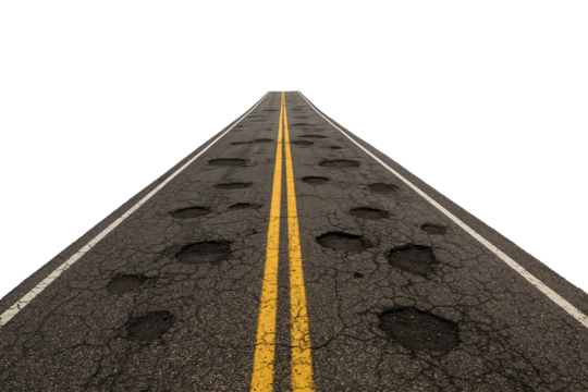 Asphalt road with yellow marking. Travel, journey or logistics theme.
