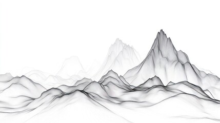 Obraz premium Abstract grayscale mountain range, ethereal landscape