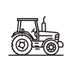 Tractor line icon isolated on white background, farm vehicle vector illustration