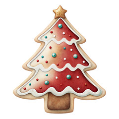 Watercolor Christmas tree cookie clipart