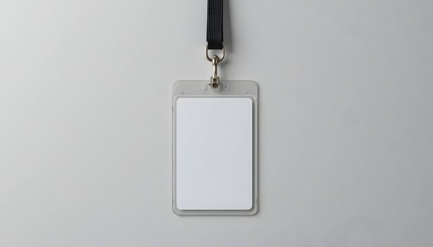 Stylish blank name tag on lanyard ready for your professional branding and details for events, conferences, or workplace identity programs