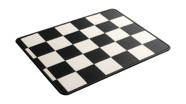 Water-resistant PVC kitchen rug with a checkerboard design, perfect for busy rental