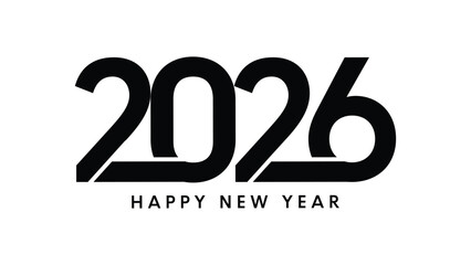 Black Color 2026 Number, Happy New Year Background, Vector Illustration Template Design, 