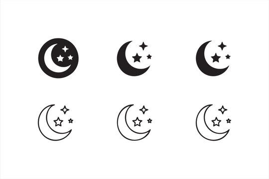 Black and white moon vector symbols representing night and astrology themes