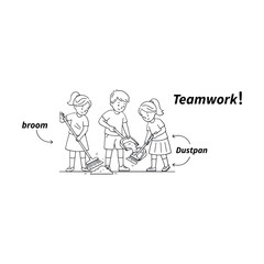 Obraz premium Happy cartoon family drawing with two children on the beach vector illustrationHappy cartoon family drawing with two children on the beach vector illustration