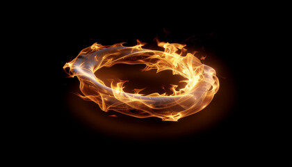 Fiery ring of fire on a black background, glowing with heat and energy.