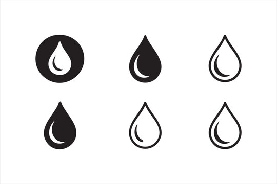 Simple line art water drop icons for climate, clean energy, and eco awareness