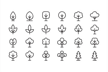 Eco and environment vector symbols featuring trees, leaves, and organic growth
