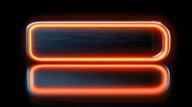 Futuristic glowing neon rectangular light with rounded edges reflecting on dark surface in a modern minimalistic style design concept - Powered by Adobe