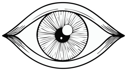 Obraz premium Intricate black and white stylized illustration of an open human eye