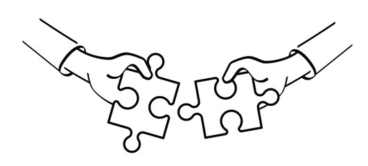 Teamwork concept, business, collaboration. jigsaw puzzle pieces connection. Puzzle pieces icon or pictogram. Two hands trying to connect couple puzzle piece.Business team efficient work on innovative