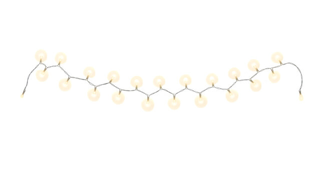 Decorative string of warm white led fairy lights with a gentle curve isolated on transparent background - Powered by Adobe