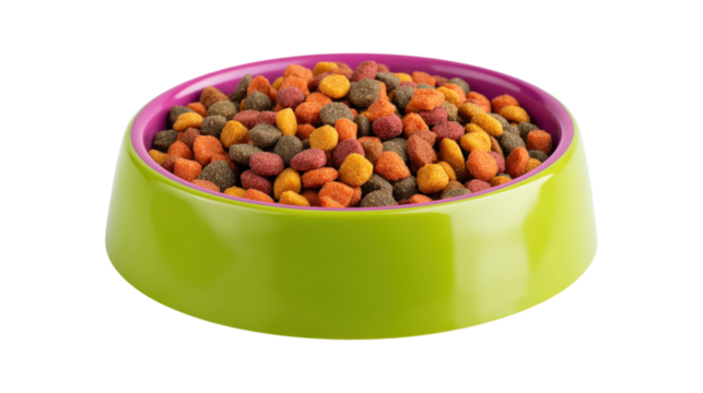 A bowl of food with a variety of colors and shapes