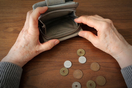 Empty wallet showing lack of money, concept of living expenses and inflation