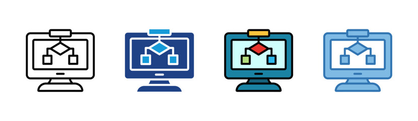 Process Mapping icon set multiple style collection