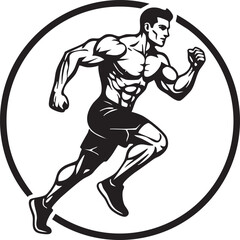 Fototapeta premium Silhouette of a muscular man running in fitness pose