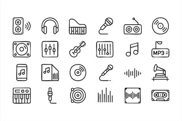 Modern music studio vector illustration set for sound design and DJ projects
