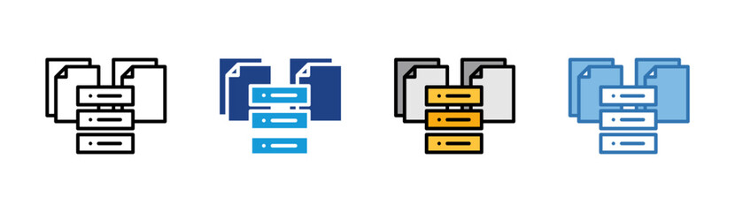 File Storage icon set multiple style collection