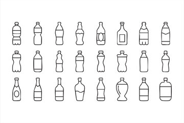 Modern beverage container icons for eco packaging and sustainability themes