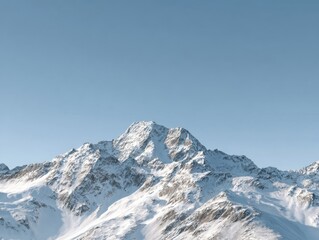 Obraz premium Snowy Mountain Range Clear Blue Sky Winter Landscape White Peaks Glacier High Altitude Terrain Cold Environment Outdoor Nature Scene