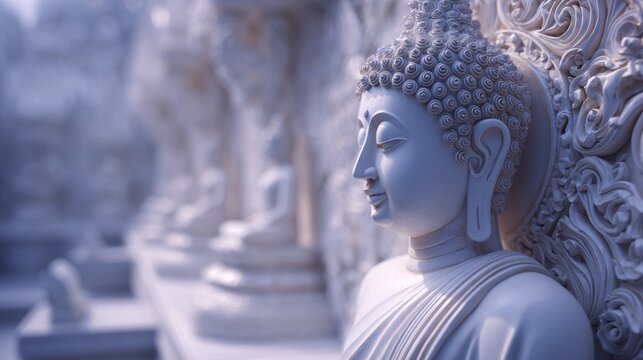 Serene contemplation: A buddha statue in peaceful enlightenment state