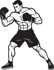 Silhouette of a muscular man boxing in fighting stance