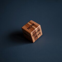 Wooden Cube With Words Now Future Plan And Next dice game
