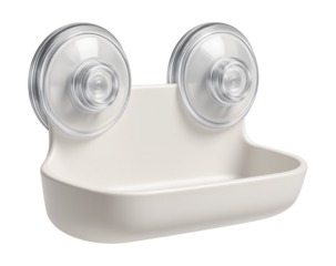 Temporary plastic suction cup shelf for bathroom walls, ideal for renters needing extra