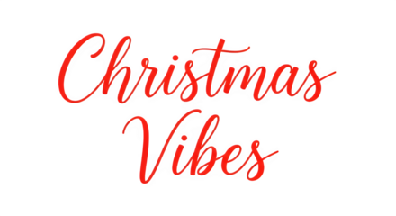 Festive red neon christmas vibes text isolated on transparent background