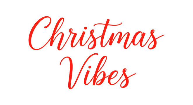Festive red neon christmas vibes text isolated on transparent background
