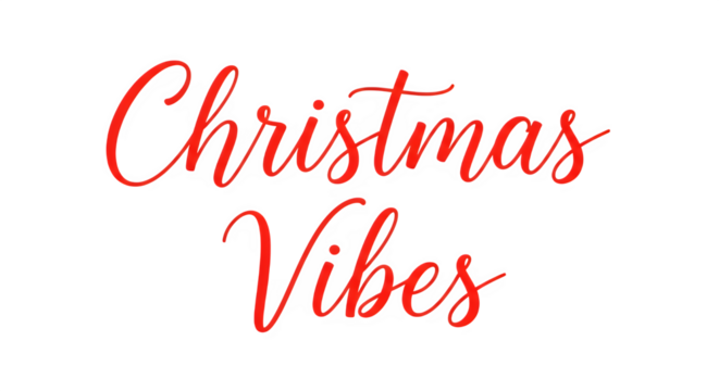 Festive red neon christmas vibes text isolated on transparent background