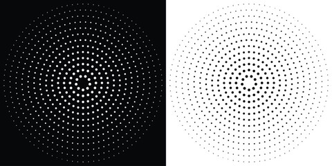 Halftone circle patterns in black and white abstract dotted vector design elements ideal for backgrounds and textures EPS vector