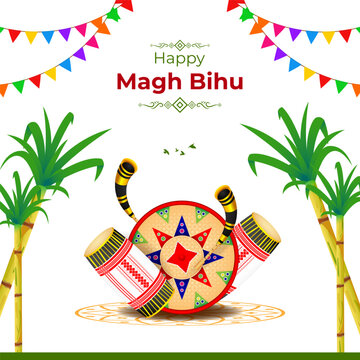 Vector illustration of Happy Magh Bihu social media template