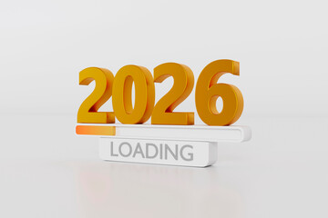 Golden 2026 with progress bar on white studio background
