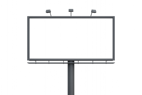 Large billboard with lights isolated on white. Advertising banner concept.