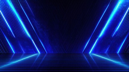 Futuristic abstract background with dynamic blue neon lights and lines creating a vibrant digital atmosphere for technology or event themes