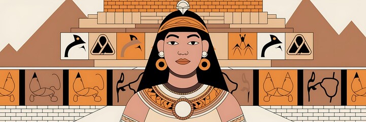 Sumerian goddess Inanna Ishtar divine queen of heaven fertility love standing before grand Anunnaki temple Mesopotamian architecture detailed ancient structure spiritual art 2D cartoon illustration