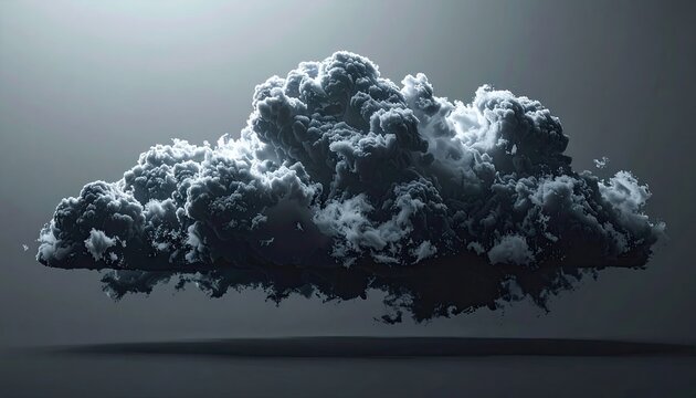 Abstract Gray Cloud Formation Composed of Cubes on a Dark Gray Background Minimalist Lighting and Geometric Design With Fine Texture Details