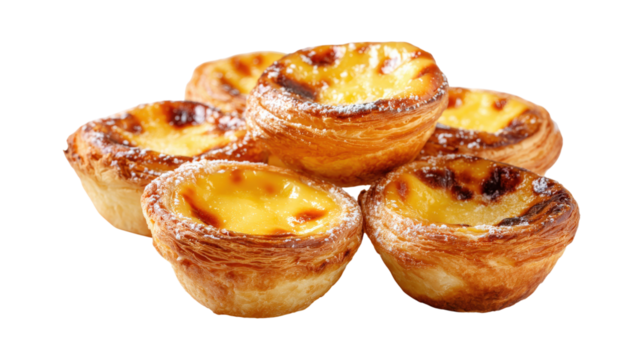 A stack of pastries with powdered sugar